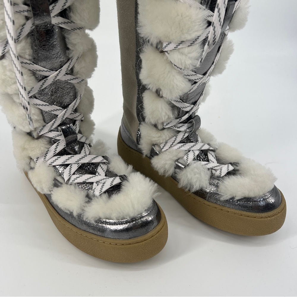 Free People Wilder Mukluk Lace Up Bohemian Suede Shearling Tall Platform Boot 9 - Picture 7 of 14